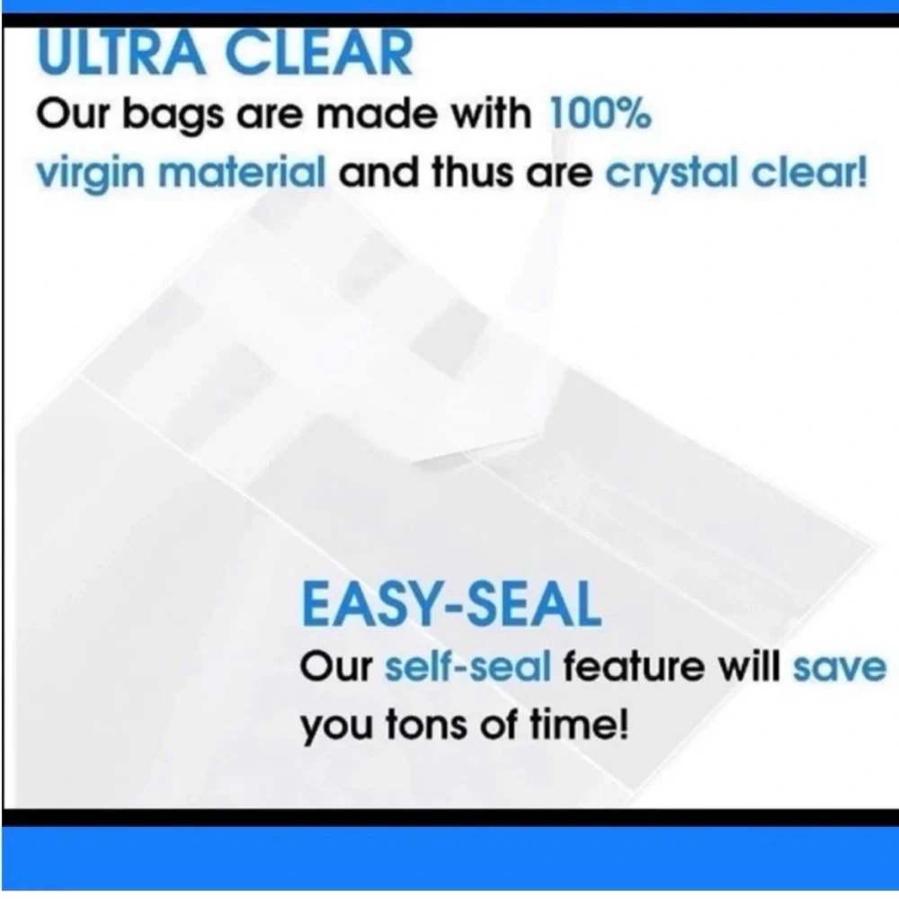 Ex-Large 25ct Clear Self Seal Cello Bags W/ Free Stickers 📕🆕📕
